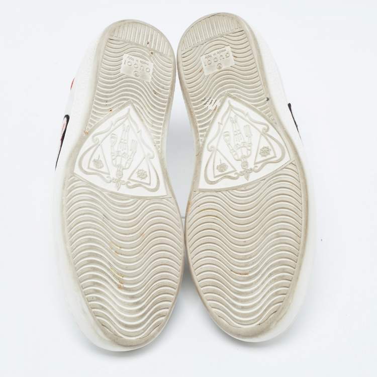 Pre Owned Gucci White Leather GG Apple Applique Ace Sneakers Size 35
