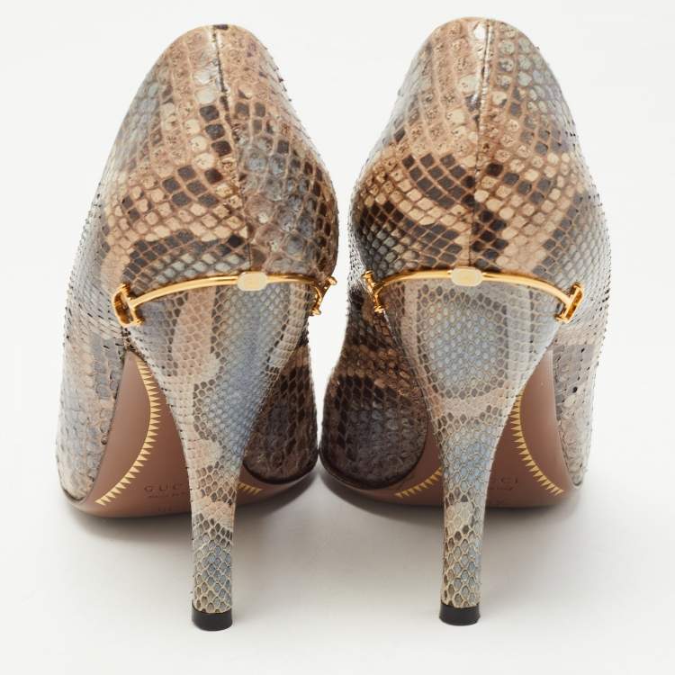 مملوكة مسبقًا Gucci Two Tone Python Leather Platform Pumps Size 36.5