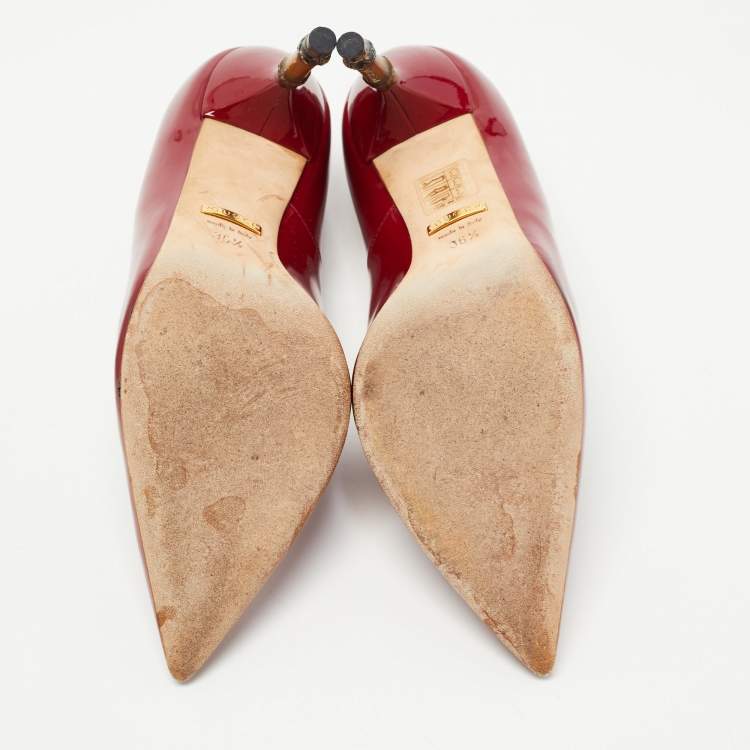 Pre Owned Gucci Red Patent Leather Pointed Toe Pumps Size 36.5