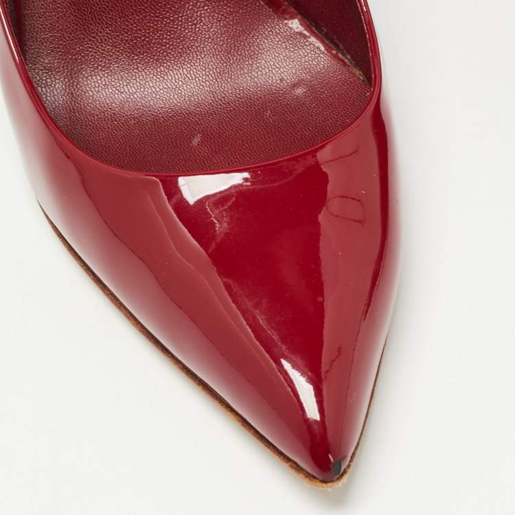 Pre Owned Gucci Red Patent Leather Pointed Toe Pumps Size 36.5