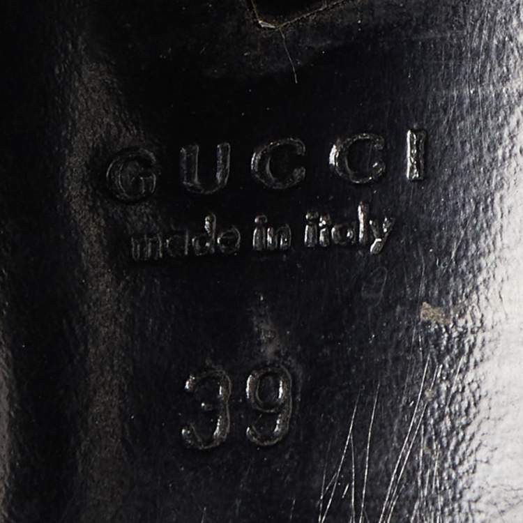 Pre Owned Gucci Black Leather Bamboo Tassel Knee Length Boots Size 39