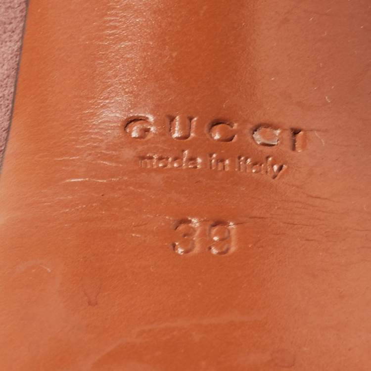 Pre Owned Gucci Pink Suede Peep Toe Platform T-Strap Pumps Size 39
