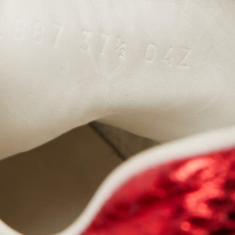 Pre Owned Gucci White Leather Faux Pearl Embellished Ace Sneakers Size 37.5
