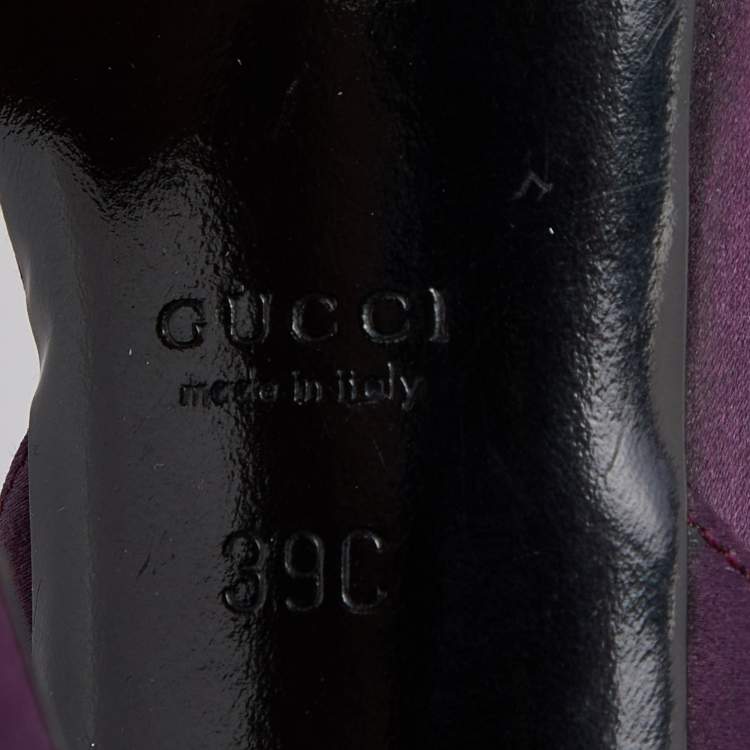 Pre Owned Gucci Purple Satin Crystal Embellished D'orsay Sandals Size 39
