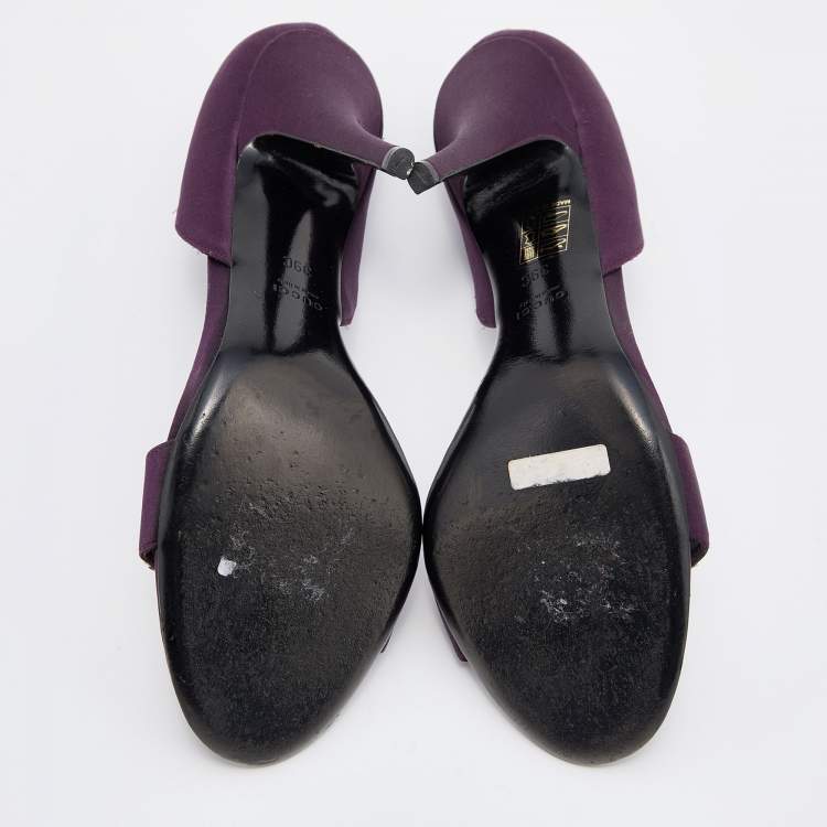 Pre Owned Gucci Purple Satin Crystal Embellished D'orsay Sandals Size 39