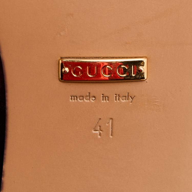 Pre Owned Gucci Black Leather Peyton GG Sylvie Pearl Studded Loafer Size 41