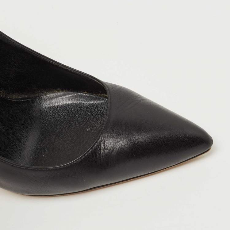 Pre Owned Gucci Black Leather Pointed Toe Pumps Size 36.5