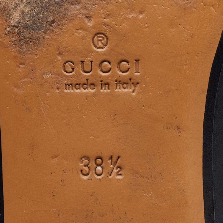 Pre Owned Gucci Black Leather Princetown Flat Mules Size 38.5 