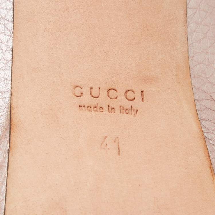 Pre Owned Gucci Metallic Pink Leather Horsebit Peep Toe Platform Pumps Size 41
