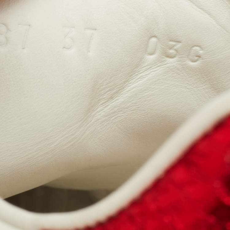 Pre Owned Gucci White Leather Studded Web Ace Sneakers Size 37