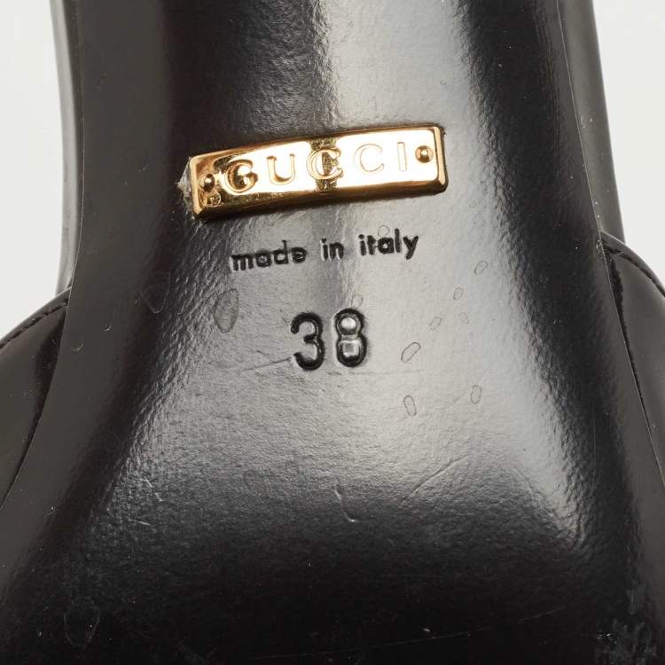 Pre Owned Gucci Black Patent Leather Slide Sandals Size 38