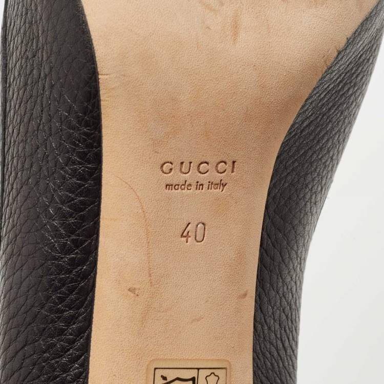 مملوكة مسبقًا Gucci Black Leather Bamboo Horsebit Loafer Pumps Size 40