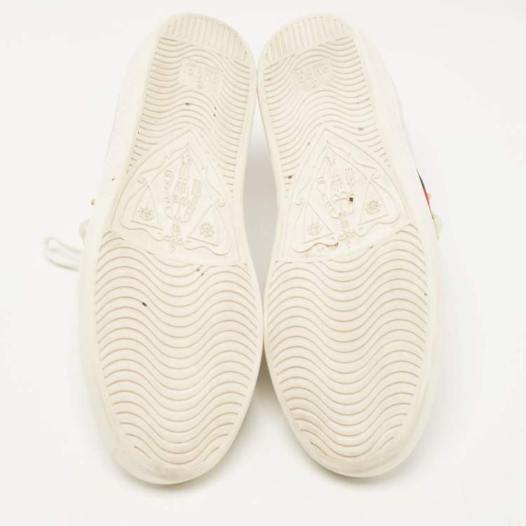 Pre Owned Gucci White Leather Faux Pearl Embellished Ace Sneakers Size 36.5