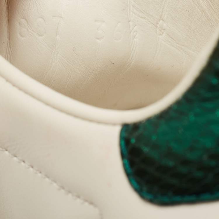 Pre Owned Gucci White Leather Faux Pearl Embellished Ace Sneakers Size 36.5
