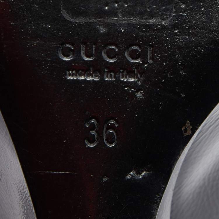 Pre Owned Gucci Purple Patent Leather Wedge Round Toe Pumps Size 36