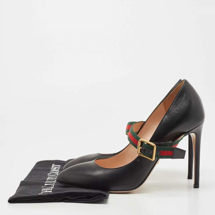 Pre Owned Gucci Black Leather Sylvie Mary Jane Pumps Size 39