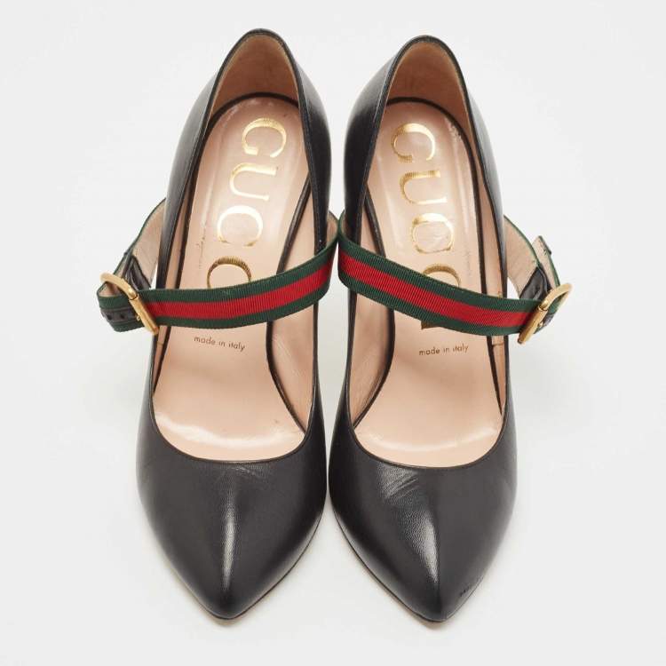 Pre Owned Gucci Black Leather Sylvie Mary Jane Pumps Size 39