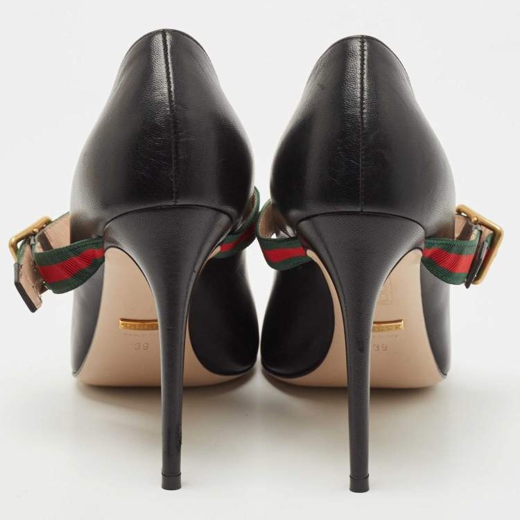 Pre Owned Gucci Black Leather Sylvie Mary Jane Pumps Size 39