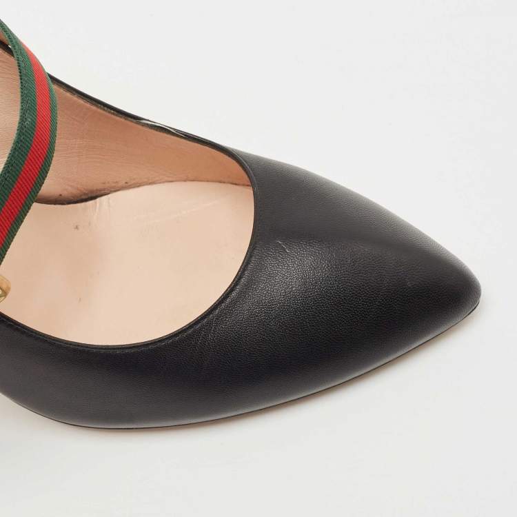 Pre Owned Gucci Black Leather Sylvie Mary Jane Pumps Size 39