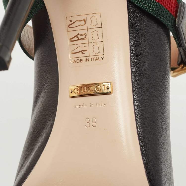 Pre Owned Gucci Black Leather Sylvie Mary Jane Pumps Size 39