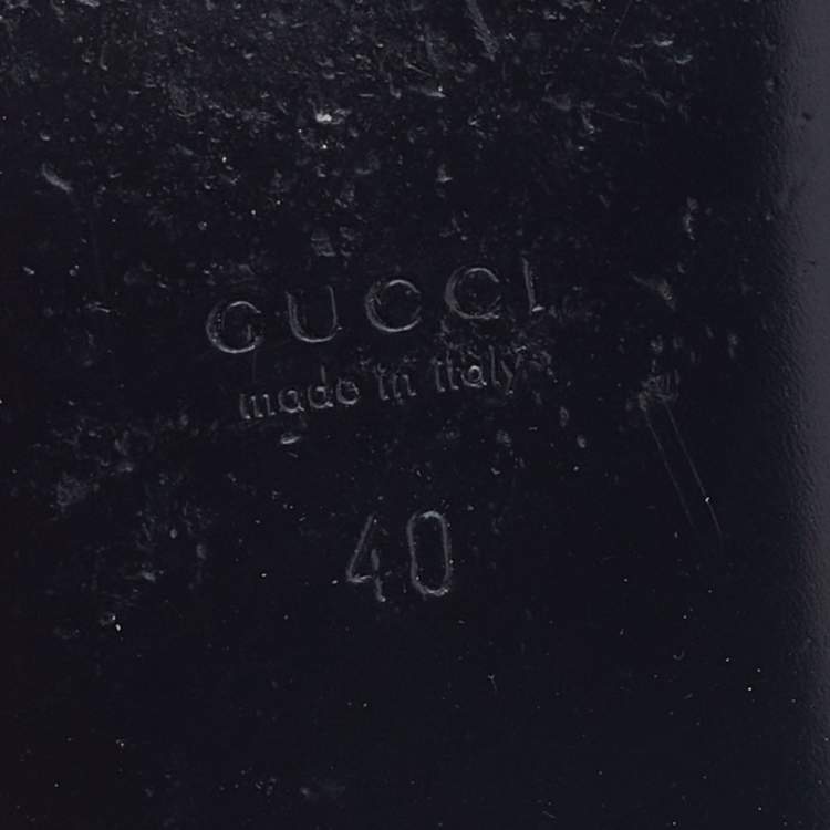Pre Owned Gucci Black Leather Malaga Kid Flat Slides Size 40