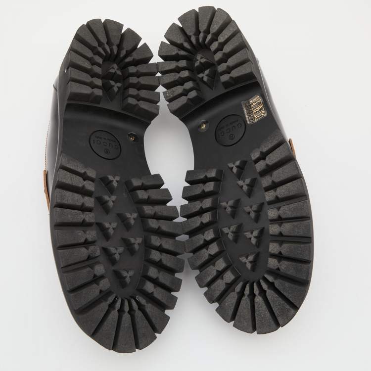 Pre Owned Gucci Black Leather Harald Horsebit Platform Loafers Size 41