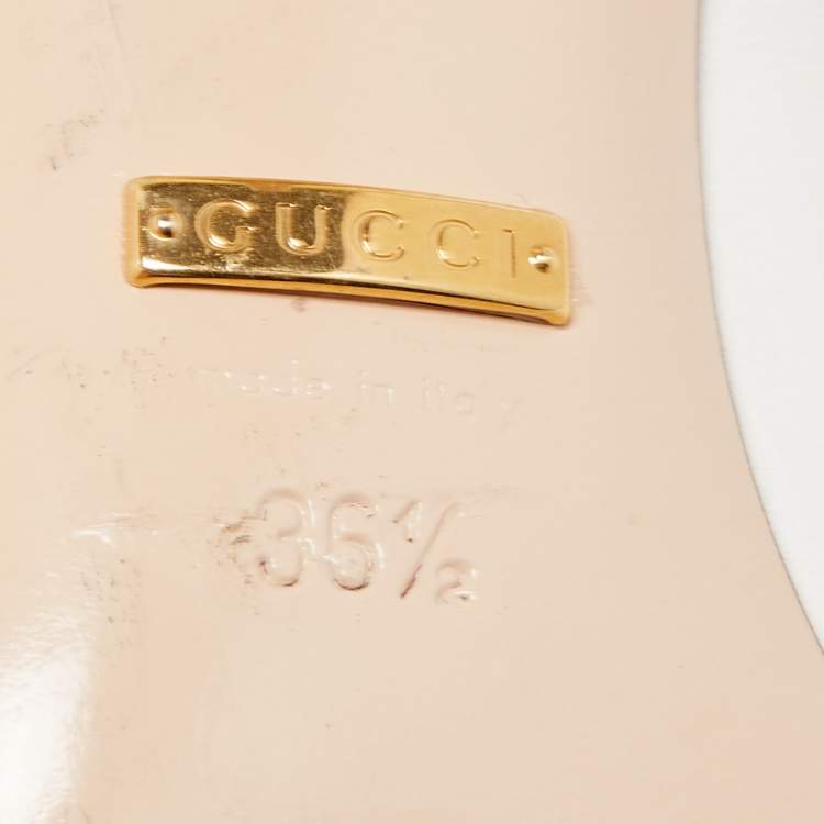 Pre Owned Gucci White Leather Sylvie Web Slingback Pumps Size 36.5