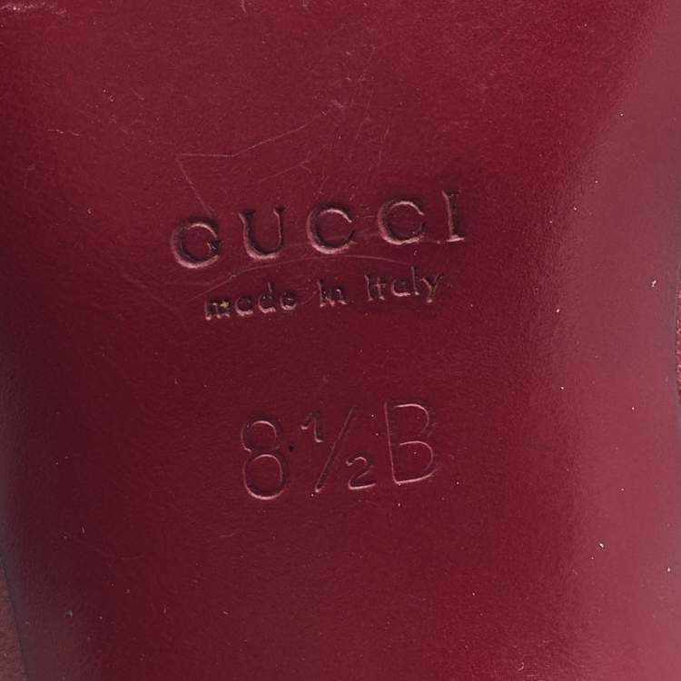 مملوكة مسبقًا Gucci Cherry Red Leather Cross Slide Sandals Size 39