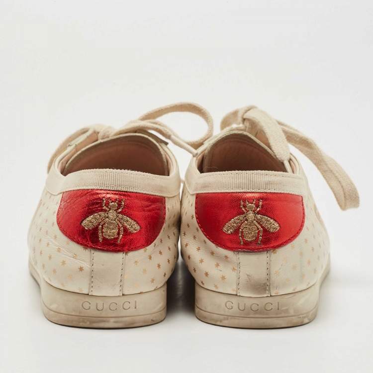 Pre Owned Gucci Beige Leather Falacer Guccy Sneakers Size 37