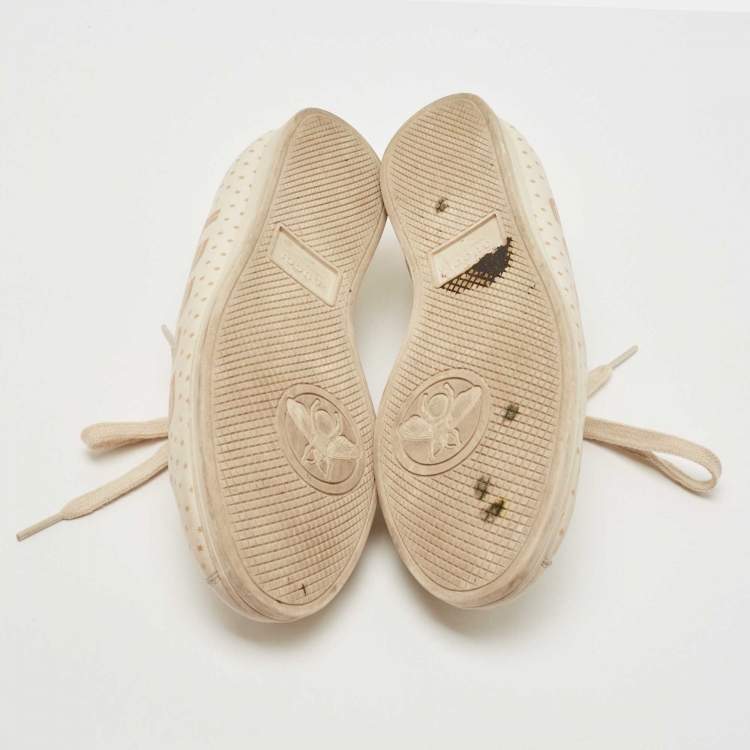 Pre Owned Gucci Beige Leather Falacer Guccy Sneakers Size 37