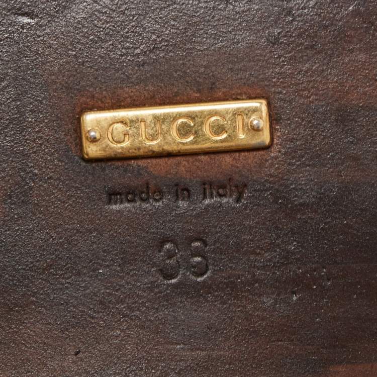 Pre Owned Gucci Brown Leather GG Marmont Thong Sandals Size 36