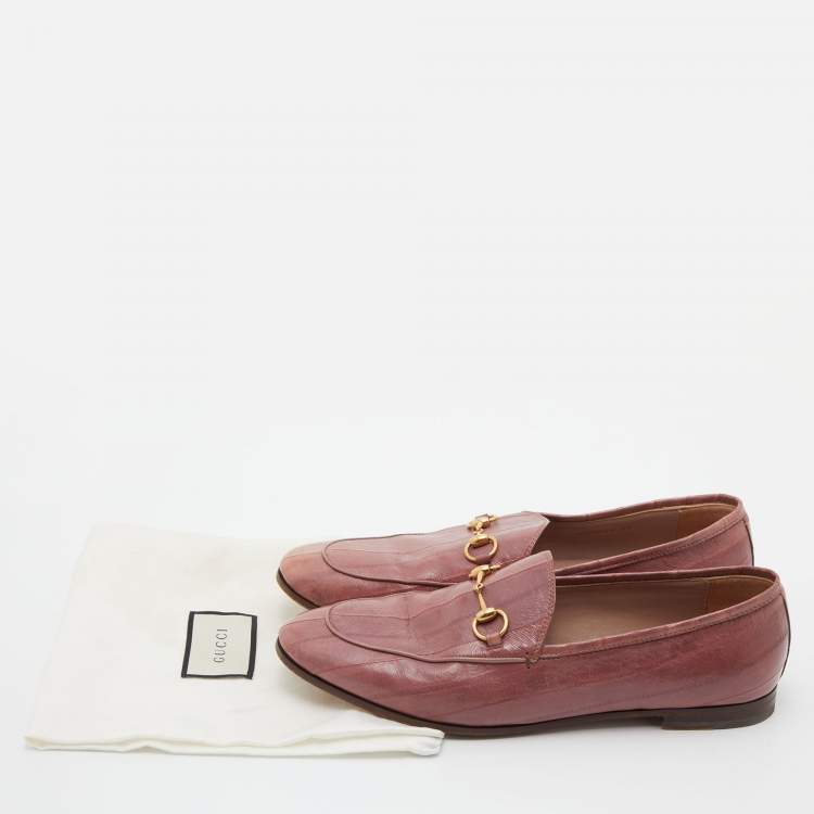 Pre Owned Gucci Pink Eel Leather Jordaan Loafers Size 40