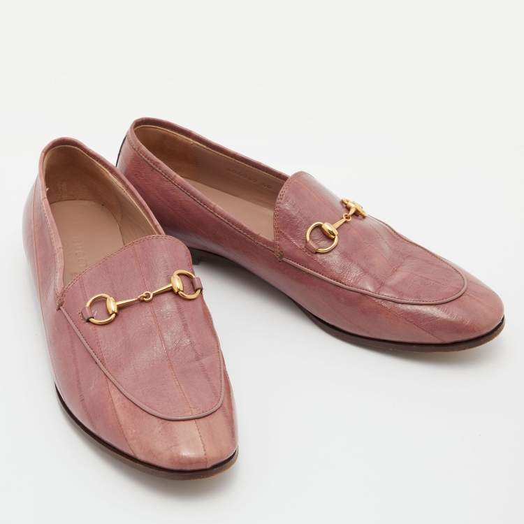 Pre Owned Gucci Pink Eel Leather Jordaan Loafers Size 40