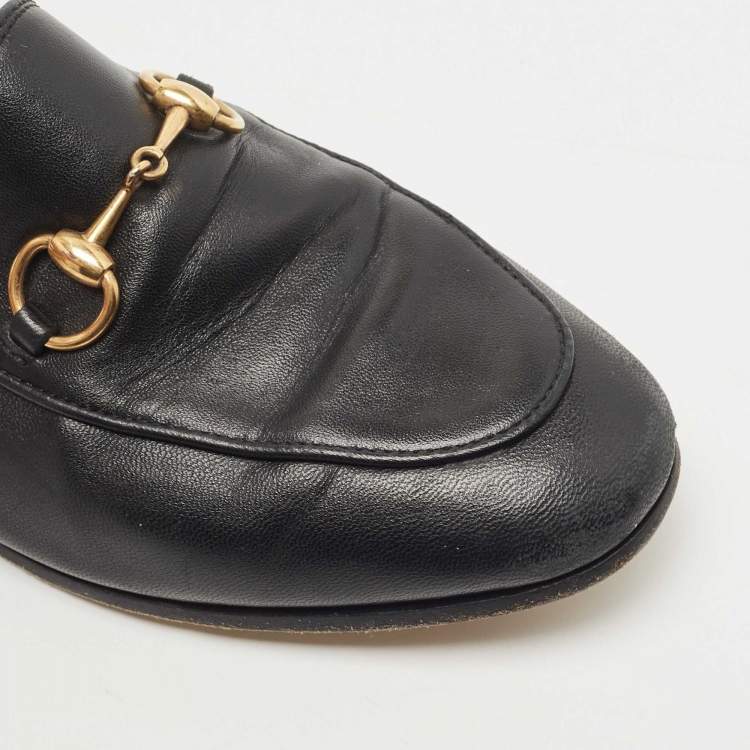 Pre Owned Gucci Black Leather Jordaan Loafers Size 35