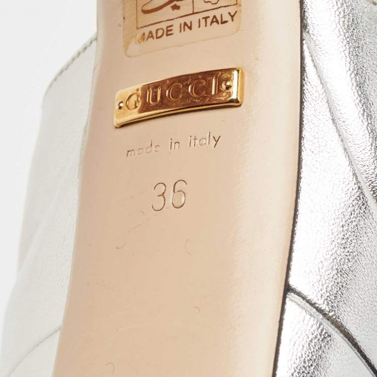 Pre Owned Gucci Silver Leather Angel Pumps Size 36