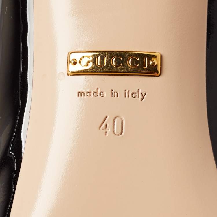 مملوكة مسبقًا Gucci Black Patent Leather Pearl Detail Mary Jane Pumps Size 40
