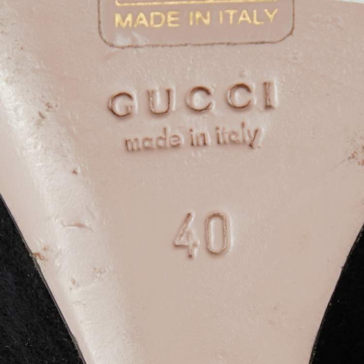 Pre Owned Gucci Black Suede Wedge Round Toe Pumps Size 40