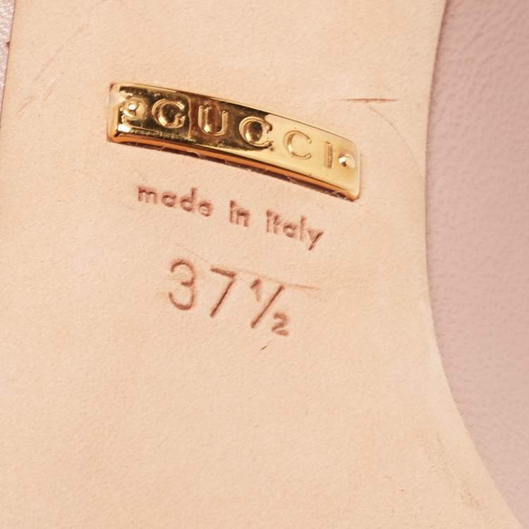 Pre Owned Gucci Dusty Pink Leather Bamboo Heel Pumps Size 37.5