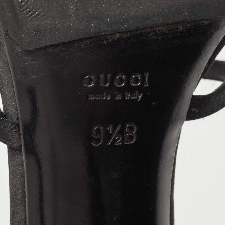 Pre Owned Gucci Black Satin Strappy Sandals Size 39.5
