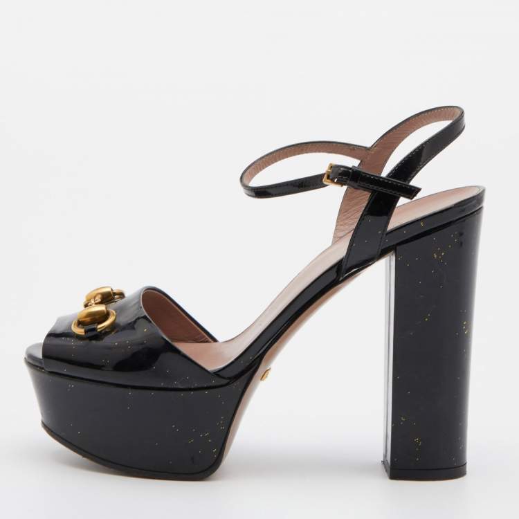Gucci Black Patent Leather Claudie Platform Sandals Size 36.5 Gucci ...