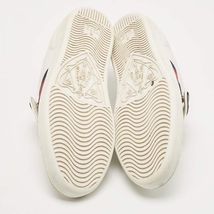Pre Owned Gucci White Leather Ace Heart Arrow Web Low Top Sneakers Size 40