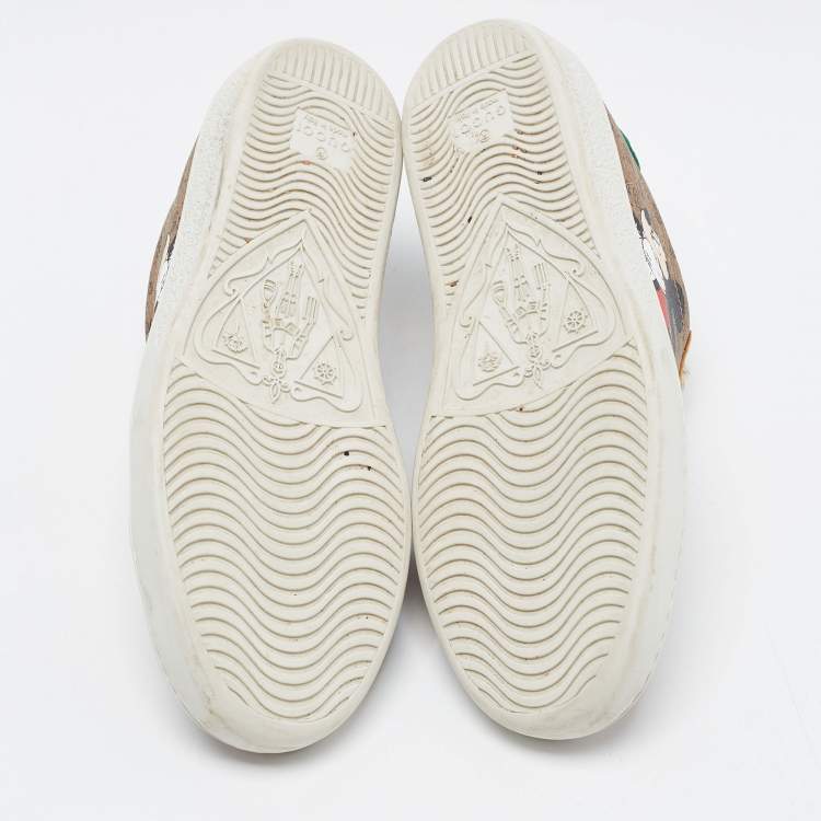 Pre Owned Gucci X Disney Brown GG Coated Canvas Ace Low Top Sneakers Size 36
