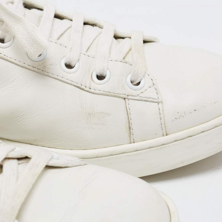 Pre Owned Gucci White Leather Embellished Lip Ace Sneakers Size 40