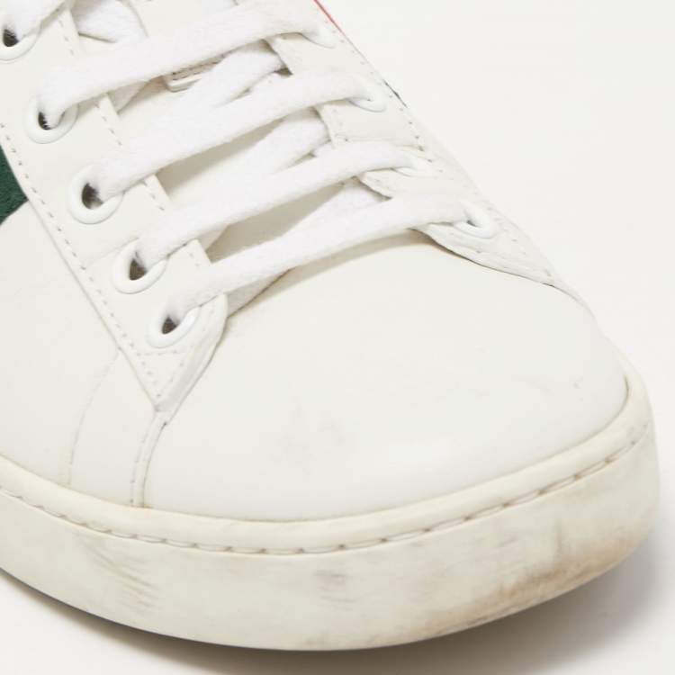 Pre Owned Gucci White Leather Ace Low Top Sneakers Size 35.5