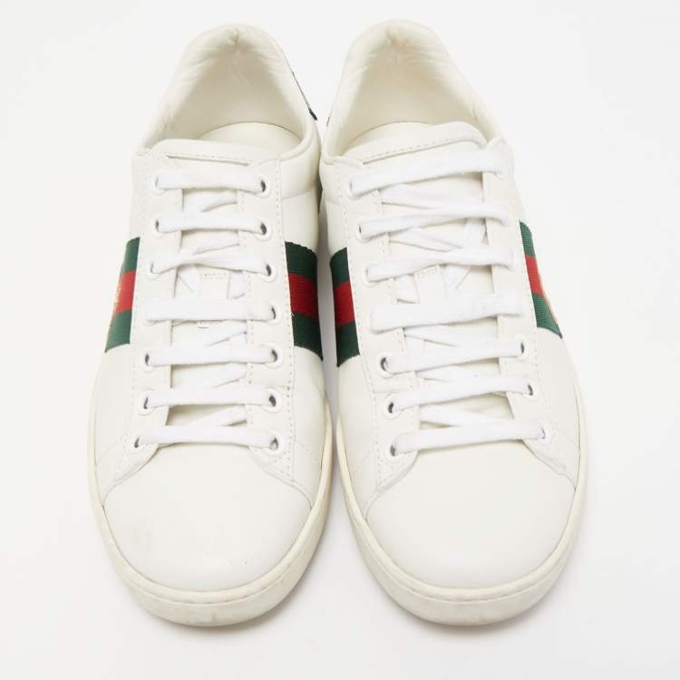 Pre Owned Gucci White Leather Ace Low Top Sneakers Size 35.5