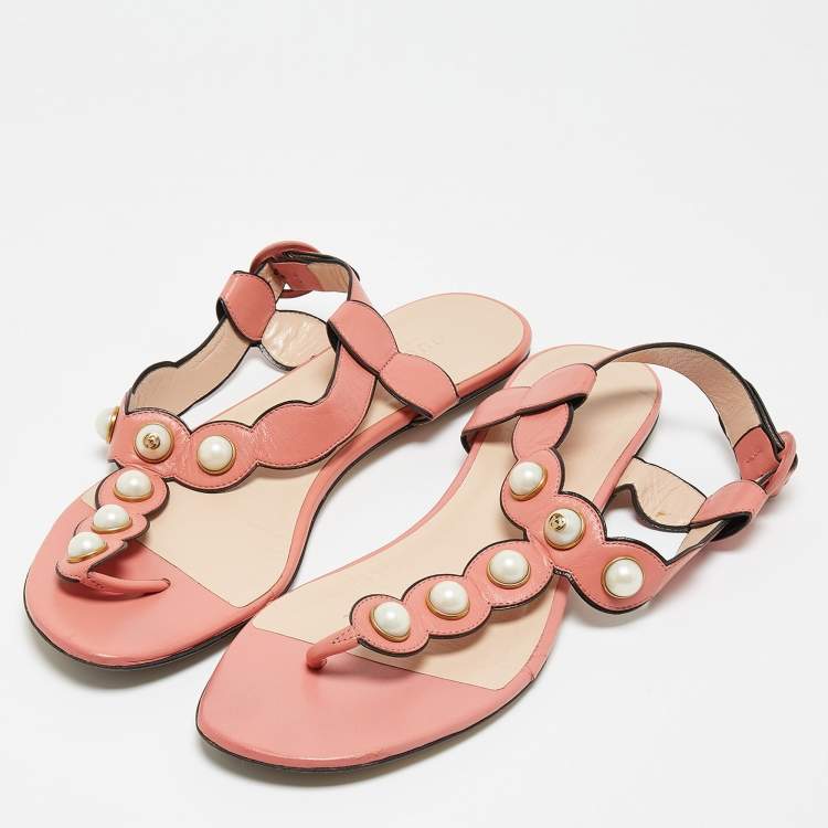 Gucci pearl best sale flip flops