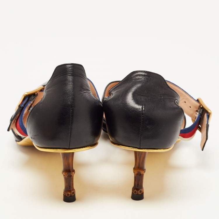 Pre Owned Gucci Black Leather Buckle Unia Pumps Size 40.5