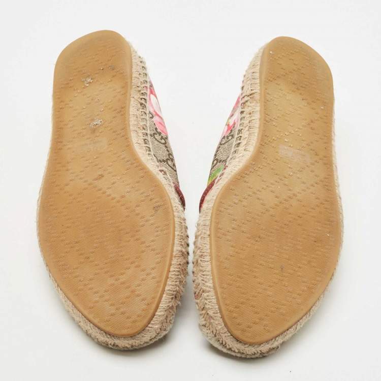 Pre Owned Gucci Multicolor GG Floral Coated Canvas Slip On Espadrille Flats Size 38