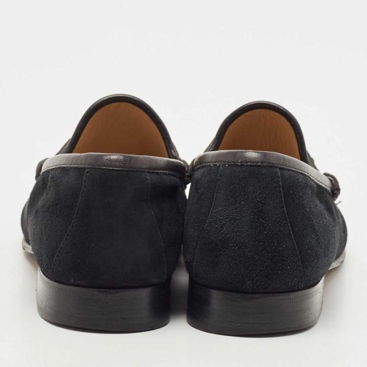 Pre Owned Gucci Black Suede 1953 Horsebit  Loafers Size 36