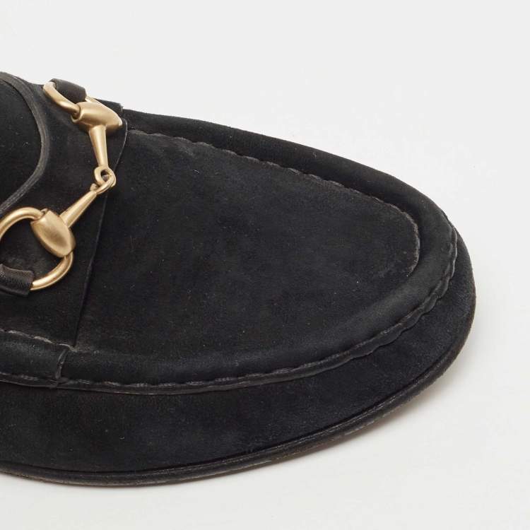 Pre Owned Gucci Black Suede 1953 Horsebit  Loafers Size 36